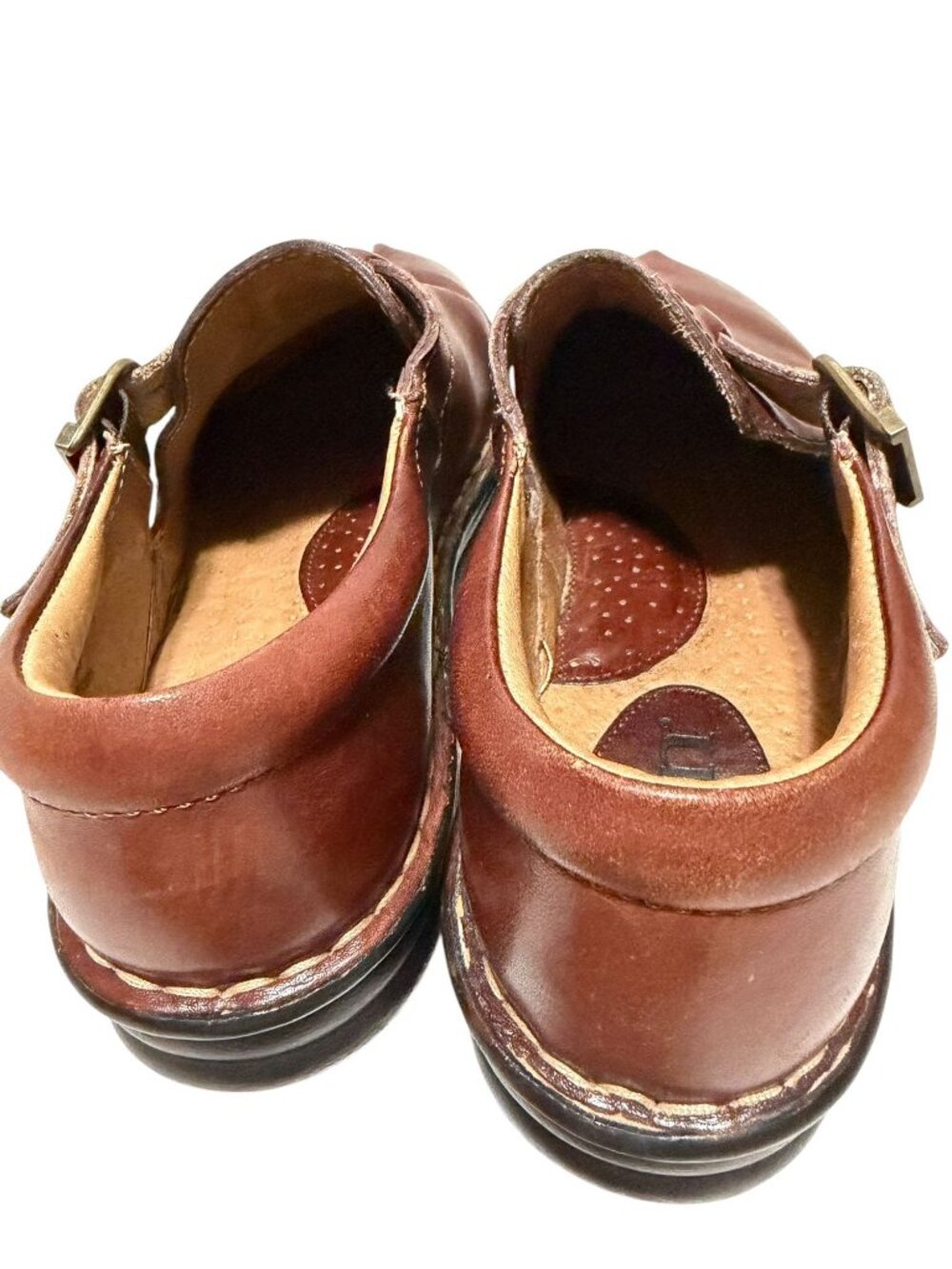 Born Brown Leather Monk Strap Buckle Slip-on Womens Loafer Shoe B6327 Size 8 M - Picture 6 of 11
